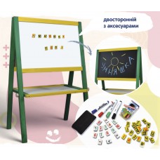 Мольберт в наборі з аксесуарами в коробці жовто-зелений 