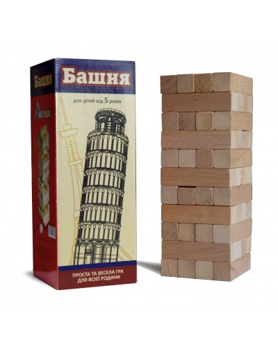 Гра настільна "Башня" (44 деталі), дерево 