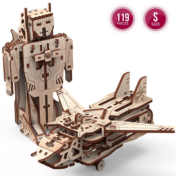 Трансформер робот-літак механічна дерев'яна 3D-модель