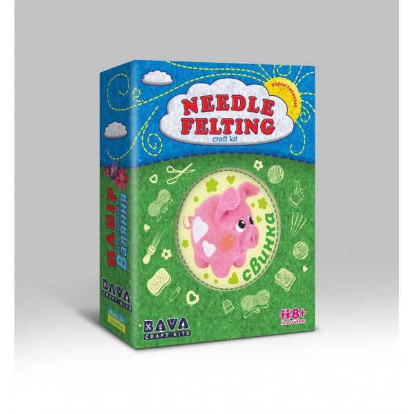 Needle felting kit "Pig"